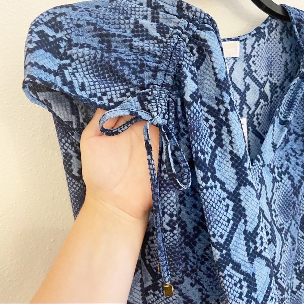 Michael Kors Blue Python Snake Print Surplice Wra… - image 5